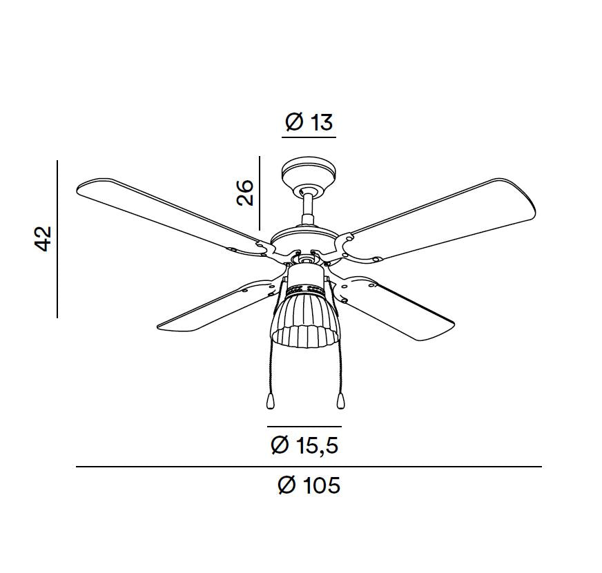 Lampadario Ventilatore con Pale di Legno Gemini Cromo