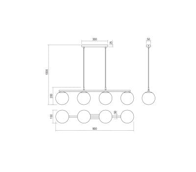 Lampadario moderno Sospensione 4 Luci Boowling