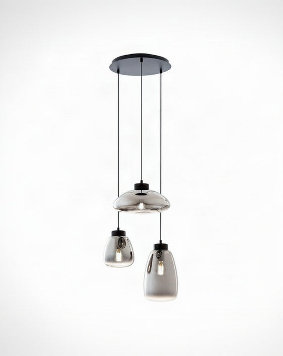 LAMPADARIO SOSPENSIONE 3 LUCI LUKE VETRO ARTIGIANALE