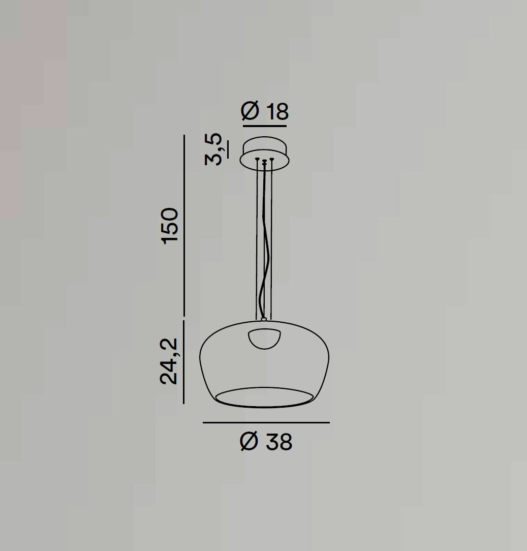 Lampadario sospensione Kave in Vetro Specchiato Fumè Led 20w 3000k