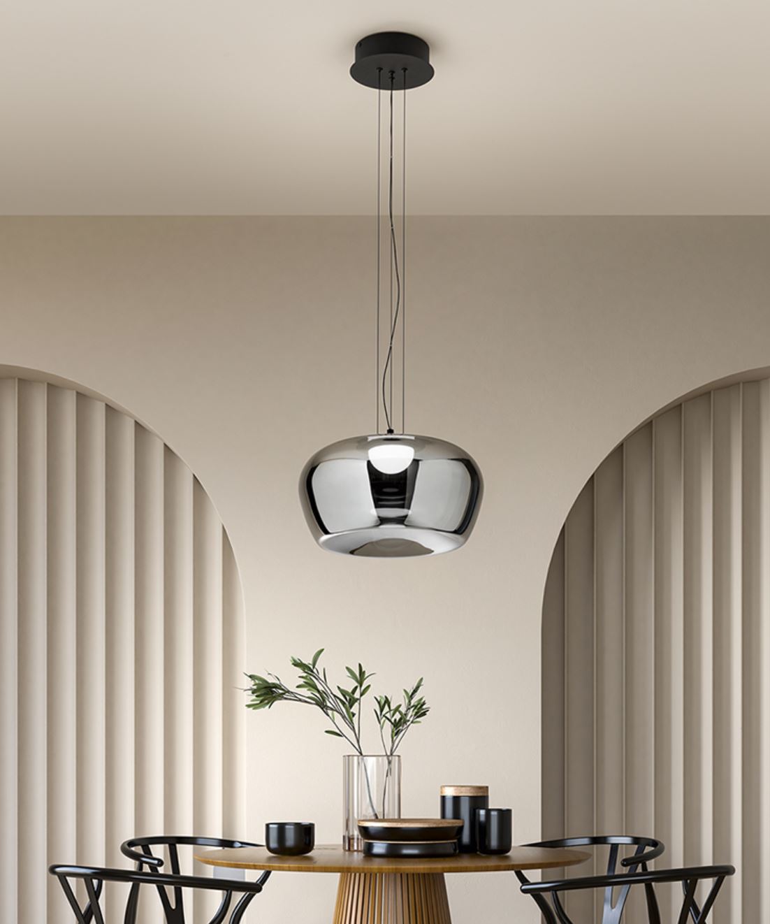 Lampadario sospensione Kave in Vetro Specchiato Fumè Led 20w 3000k