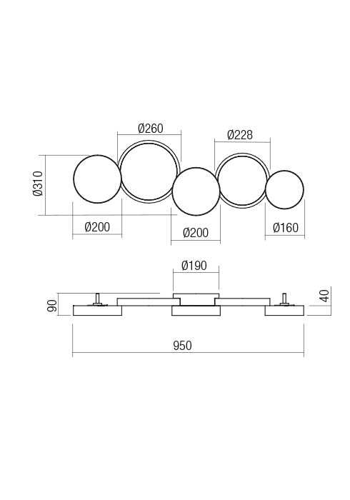 CRONOS REDO GROUP plafoniera a LED 65W 95 cm