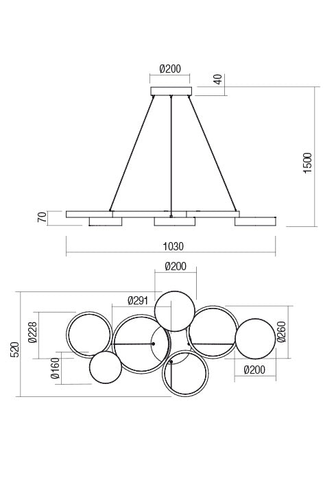 CRONOS REDO GROUP sospensione a LED 65W 130 cm