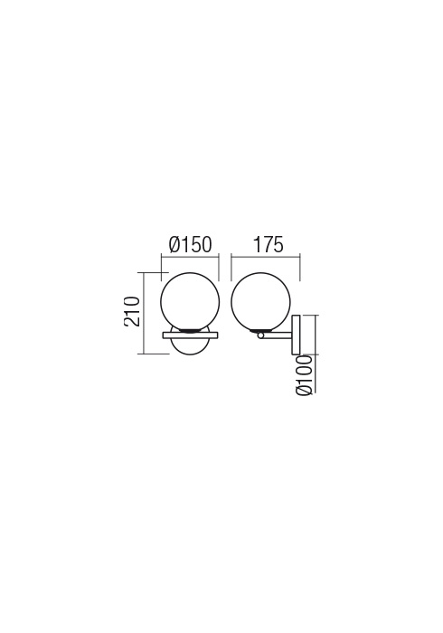 TALIS REDO GROUP applique 1 luce metallo e vetro soffiato opalino