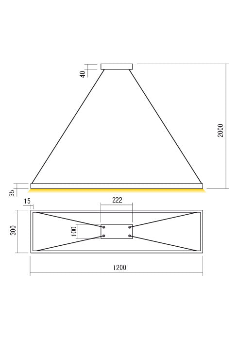 FEBE REDO GROUP sospensione rettangolare a Led 50W