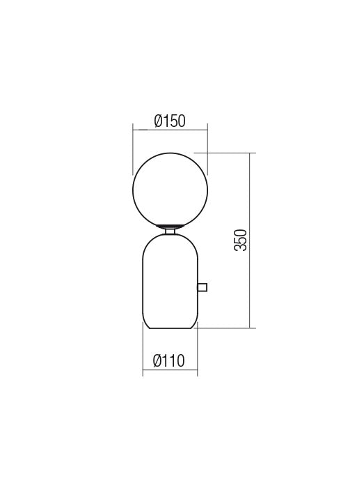 HELIOS REDO GROUP lampada da tavolo metallo e diffusore in vetro soffiato bianco opale