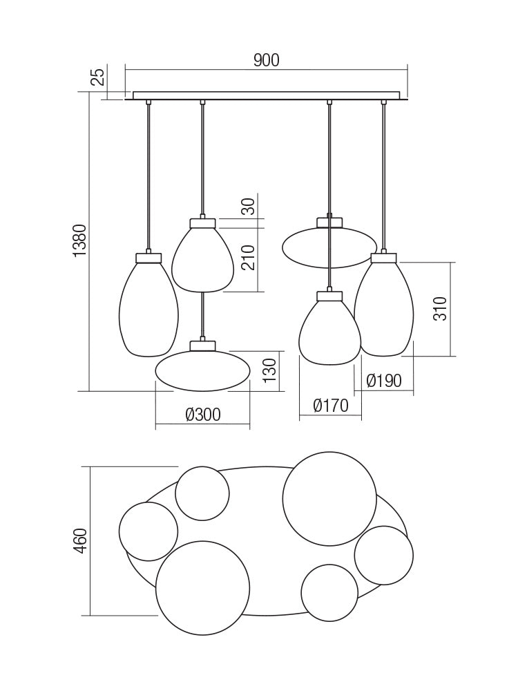 Lampadario Sospensione 6 Luci Luke