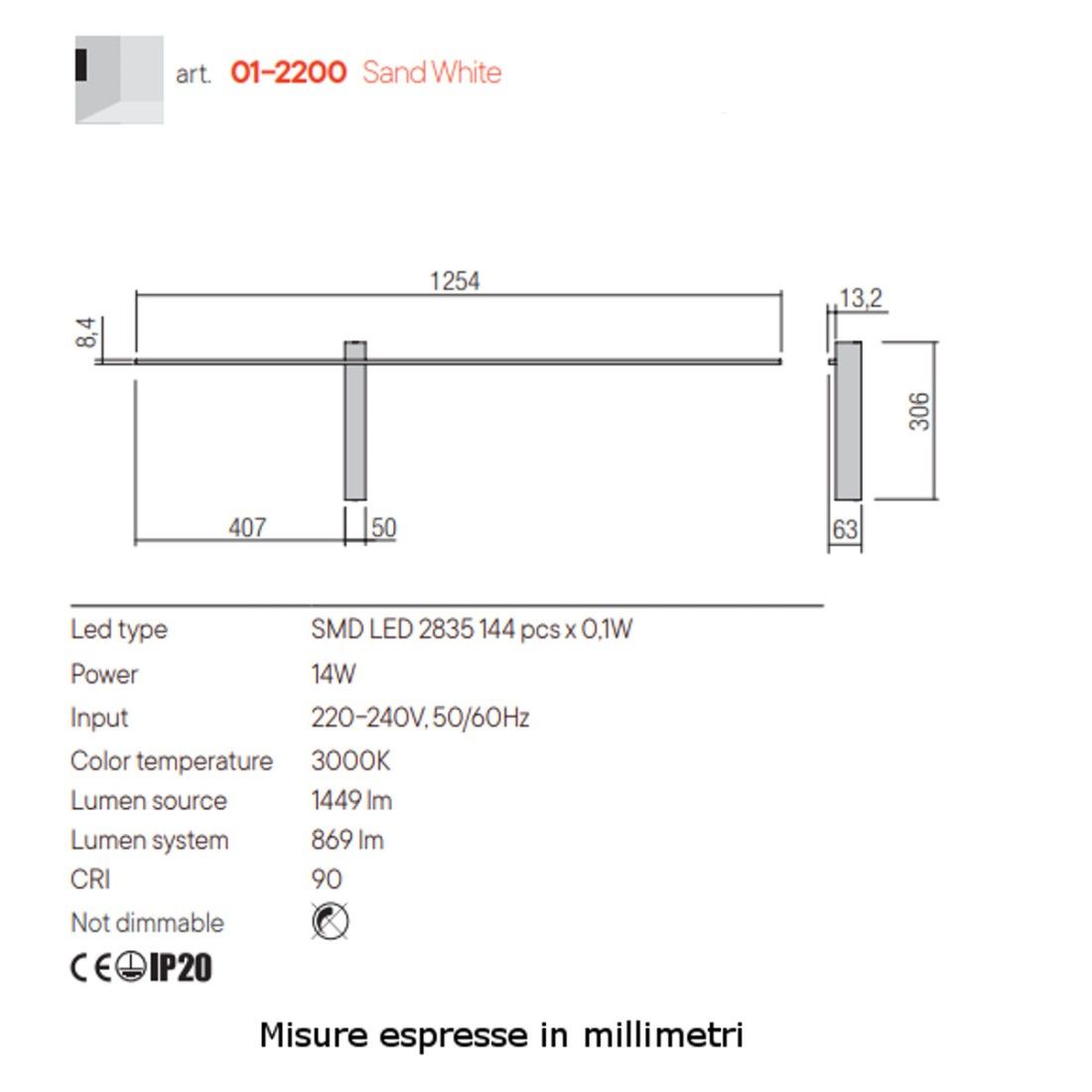 Applique moderno Redo Group TANGENT 01 2200 LED