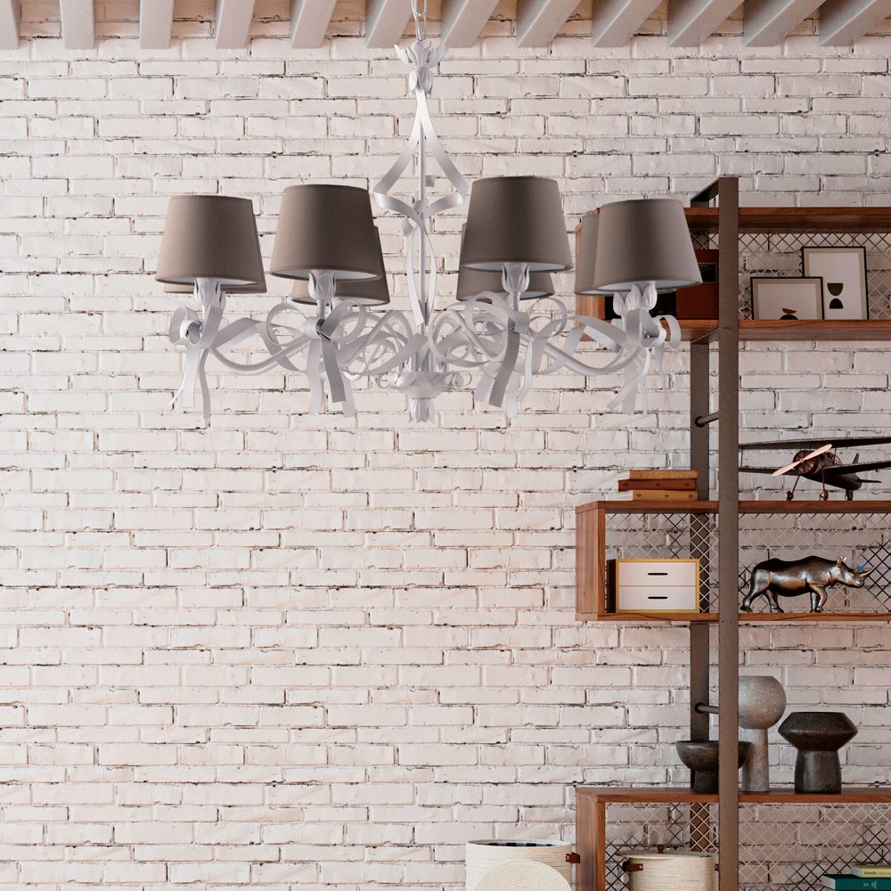 Lampadario shabby chic bianco LUCY BL184-8-BCO