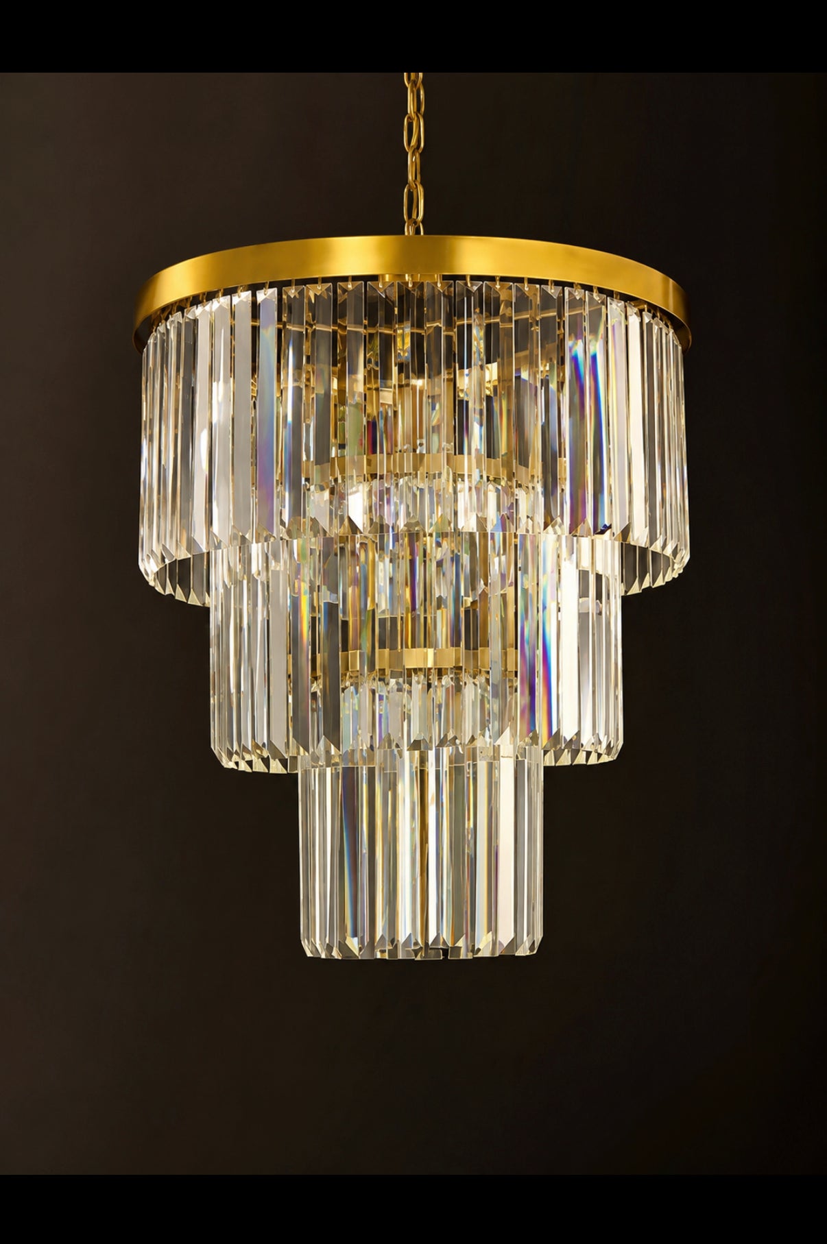 Sospensione GAIL SP D50 in cristallo e oro satinato