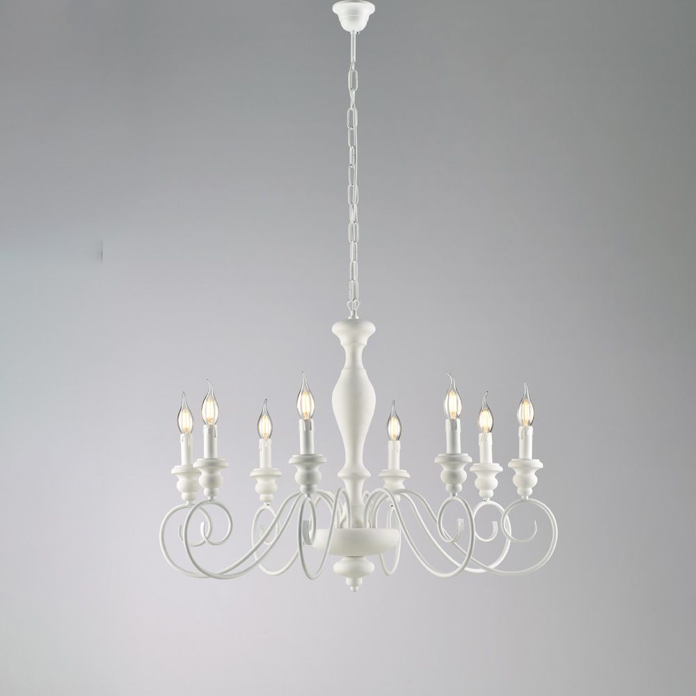 Lampadario shabby chic bianco 8 luci CASCINA BL265-8-BCO