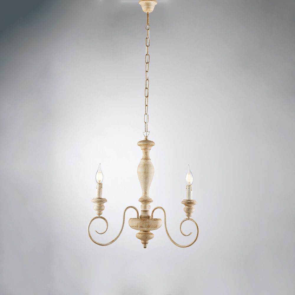 Lampadario shabby chic bianco tortora 3 luci CASCINA BL265-3-BT