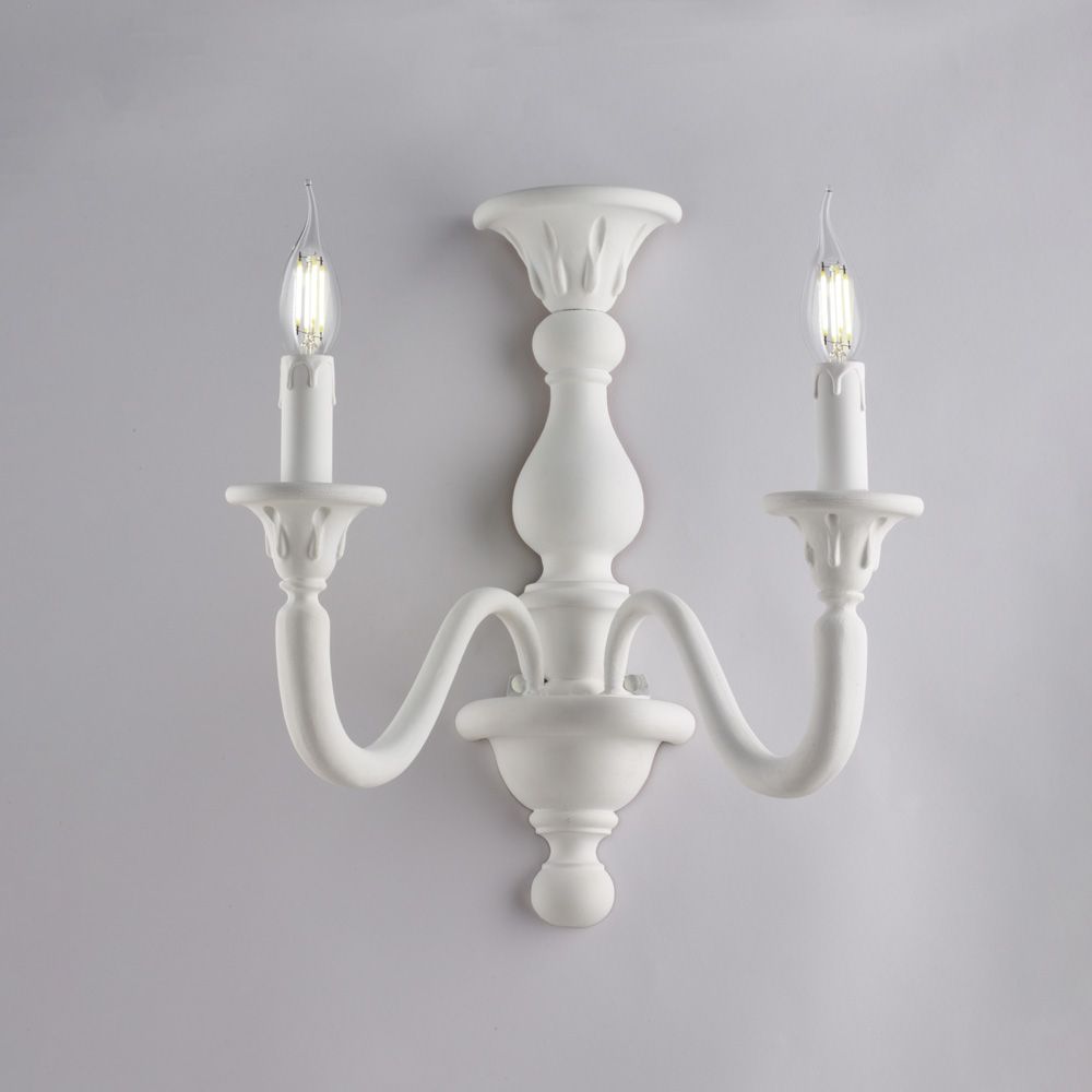 Applique shabby chic in legno bianco 2 luci LUCCA BL271-AP2-BCO