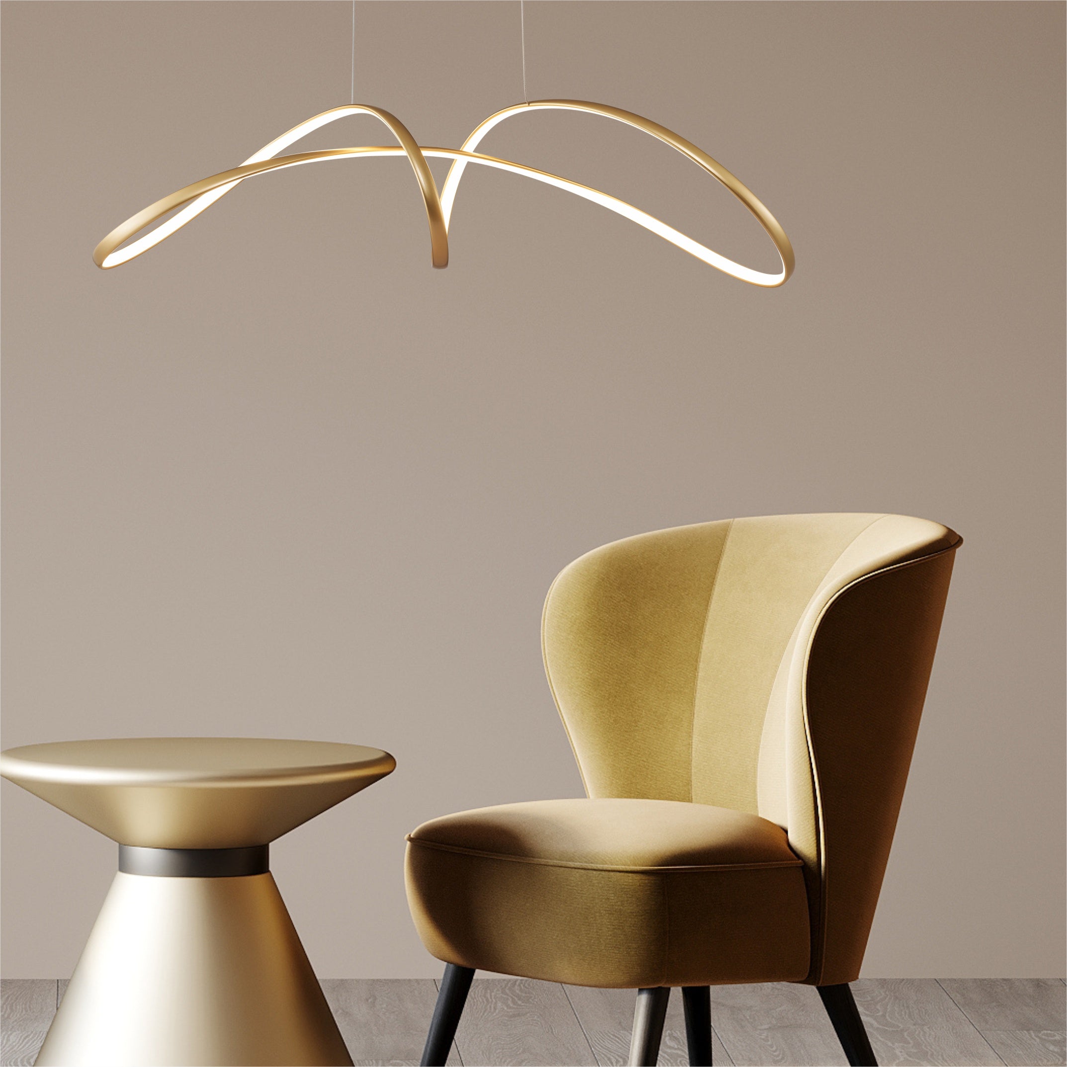 Lampadario Sospensione LED Fermi Gold