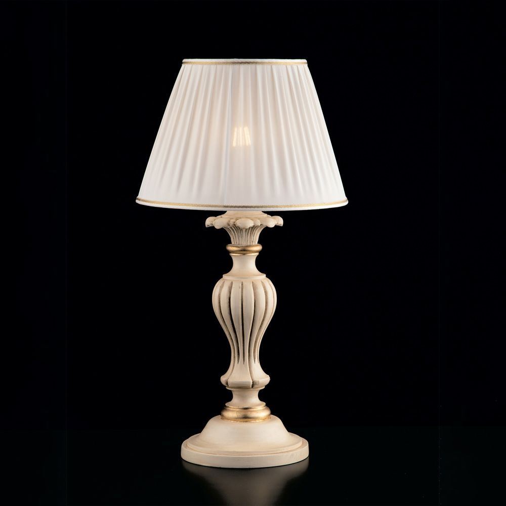 Lampada da tavolo shabby chic avorio e oro 1 luce LEONARDO BL180-LM-AV