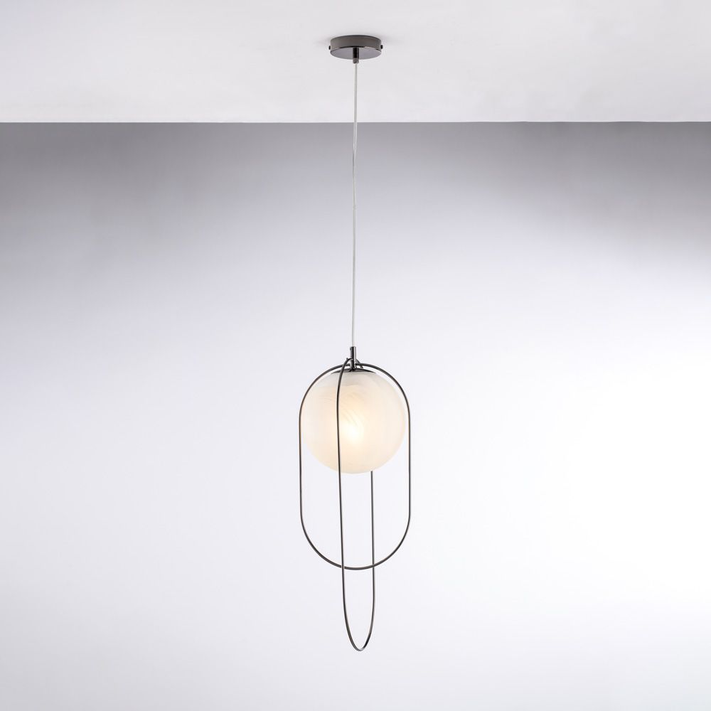 Lampadario contemporaneo cromo nero 1 luce ERIK BL277-S1-NR