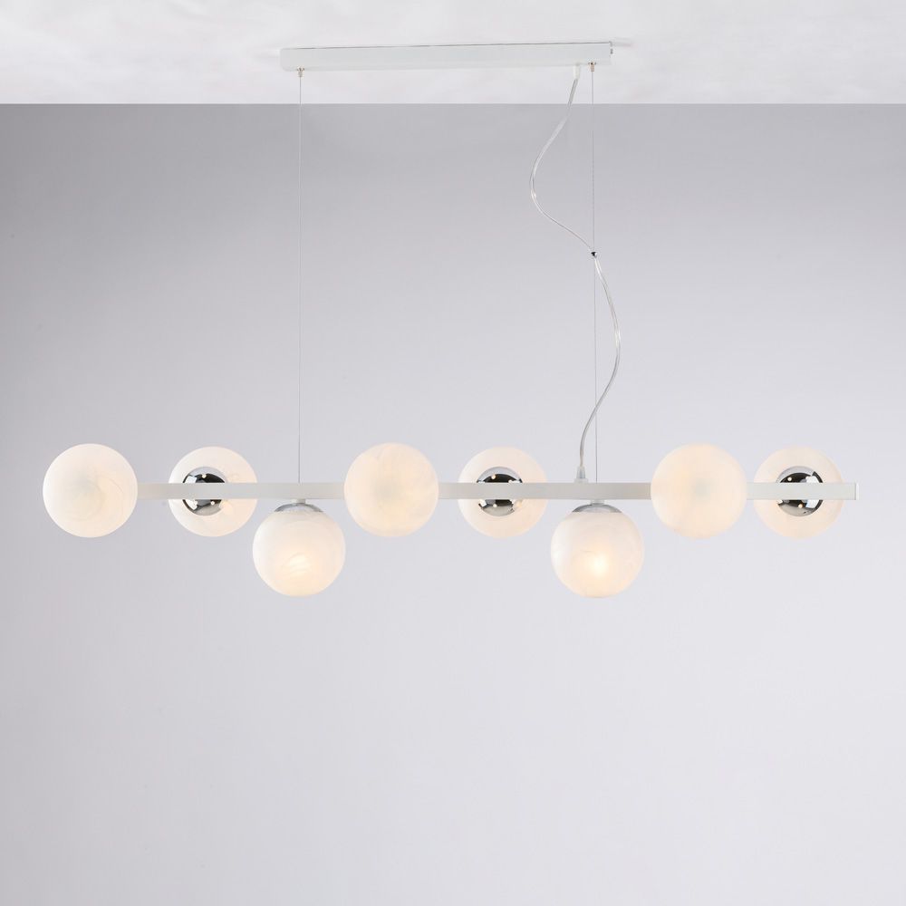 Lampadario contemporaneo bianco cromo 8 luci ADRIAN BL278-8-BCO