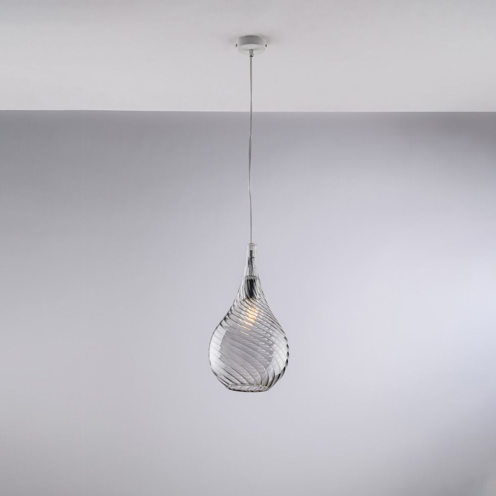 Lampadario contemporaneo in vetro fumè 1 luce PLUVIA BL264-S1-GR