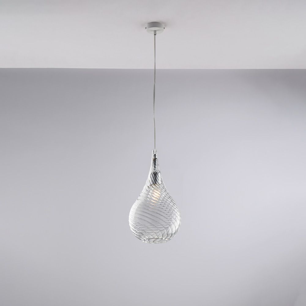 Lampadario contemporaneo in vetro trasparente 1 luce PLUVIA BL264-S1-TR