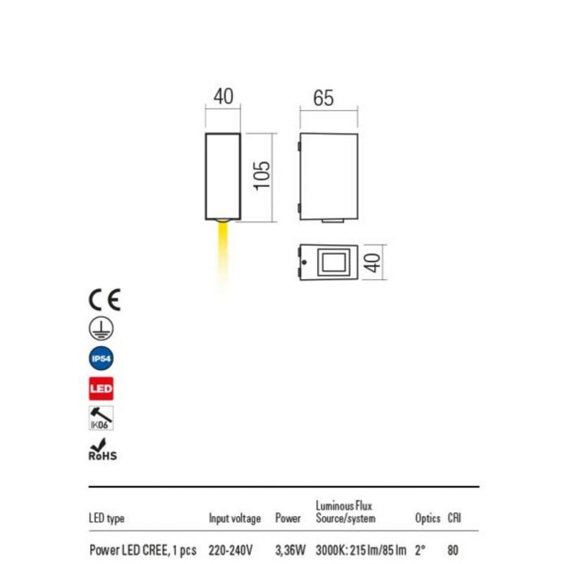 ACE 90414 REDO GROUP applique per esterno a LED 4000k