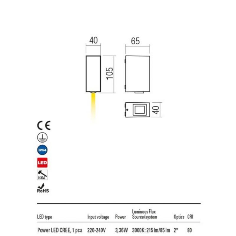 ACE 90416 REDO GROUP applique per esterno a LED 4000k