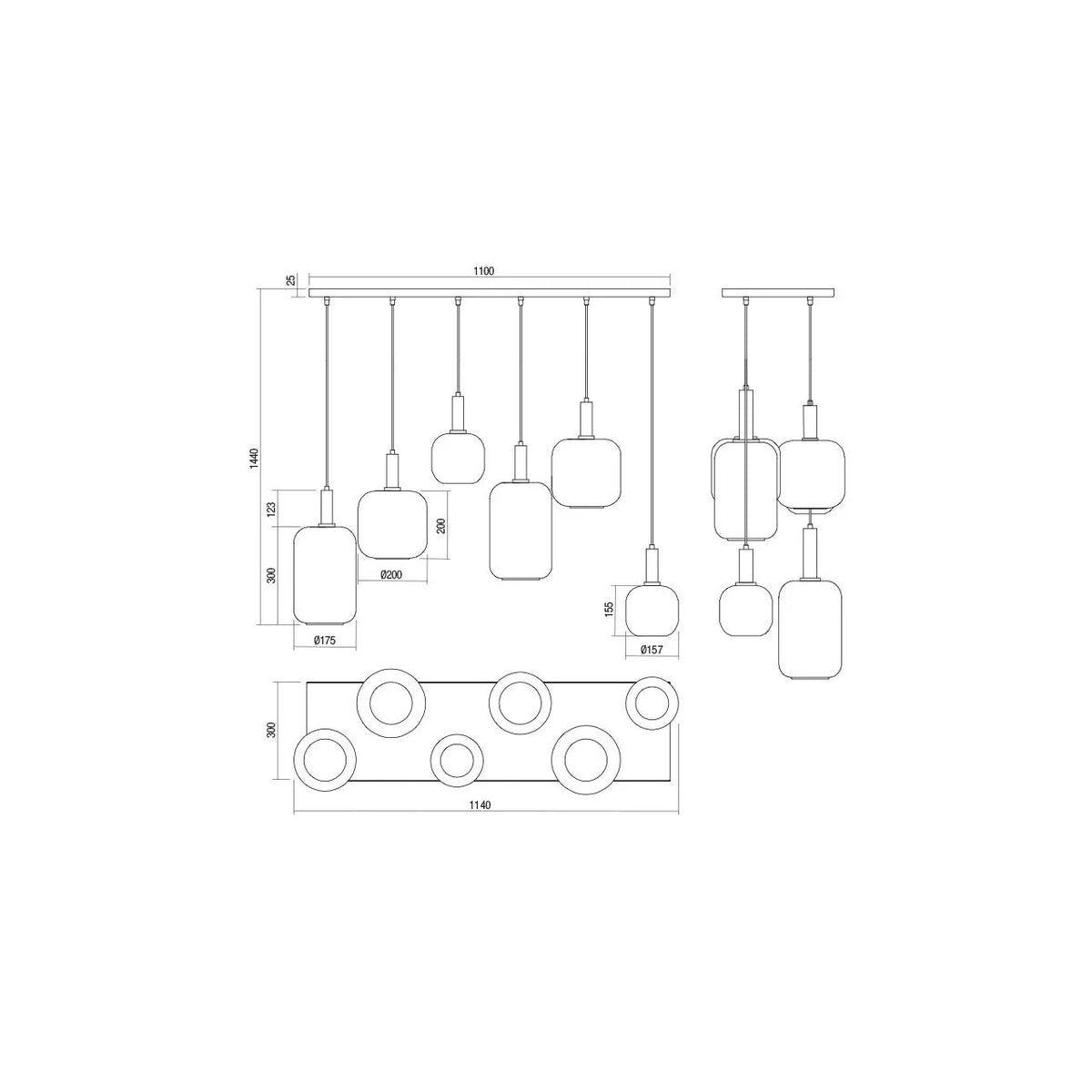 Lampadario moderno Sospensione 6 Luci Brina