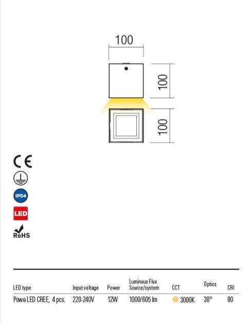 HUB 90229 REDO GROUP plafoniera per esterno a LED 3000k