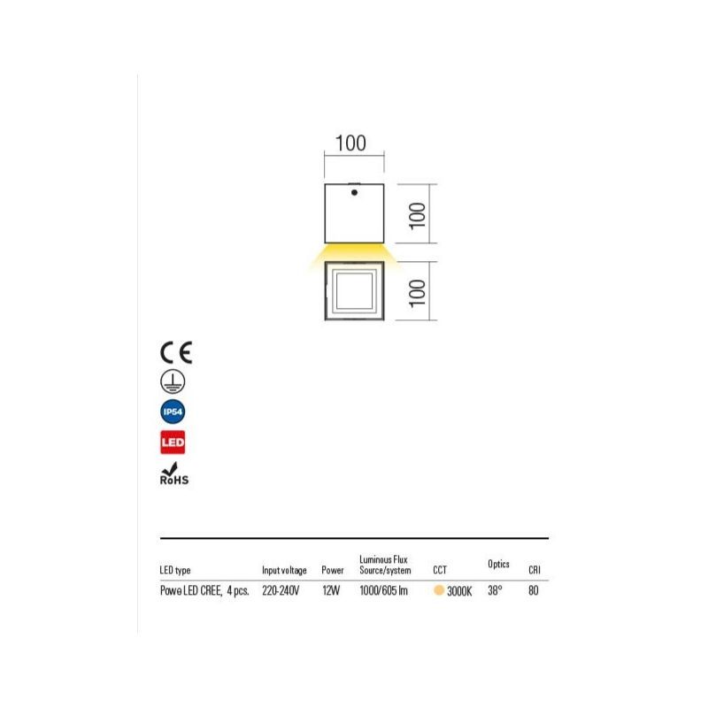 HUB 90230 REDO GROUP plafoniera per esterno a LED 3000k