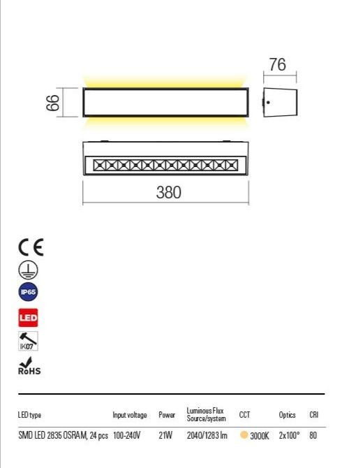 AROOS 90261 REDO GROUP applique per esterno a LED 3000k