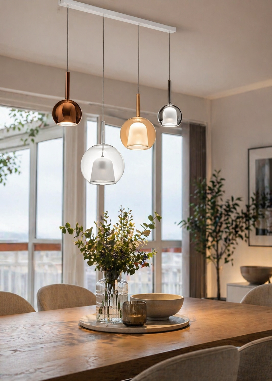 Lampadario Sospensione 6 Vetri Artigianale Brenda