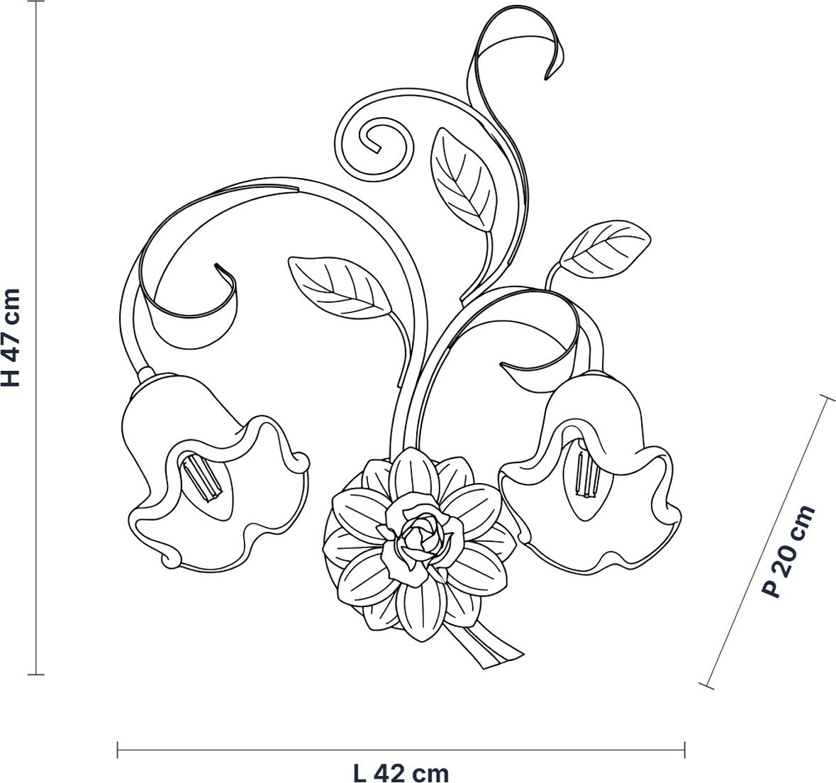 APPLIQUE FERRO BATTUTO ARTIGIANALE CESTO BL274-AP2
