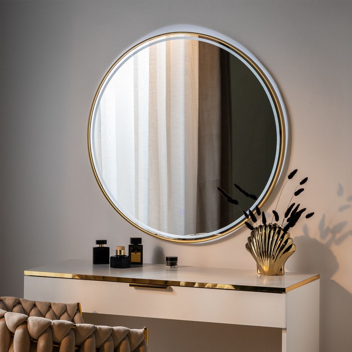 Specchio Con Luce LED 3117 80x80 cm oro