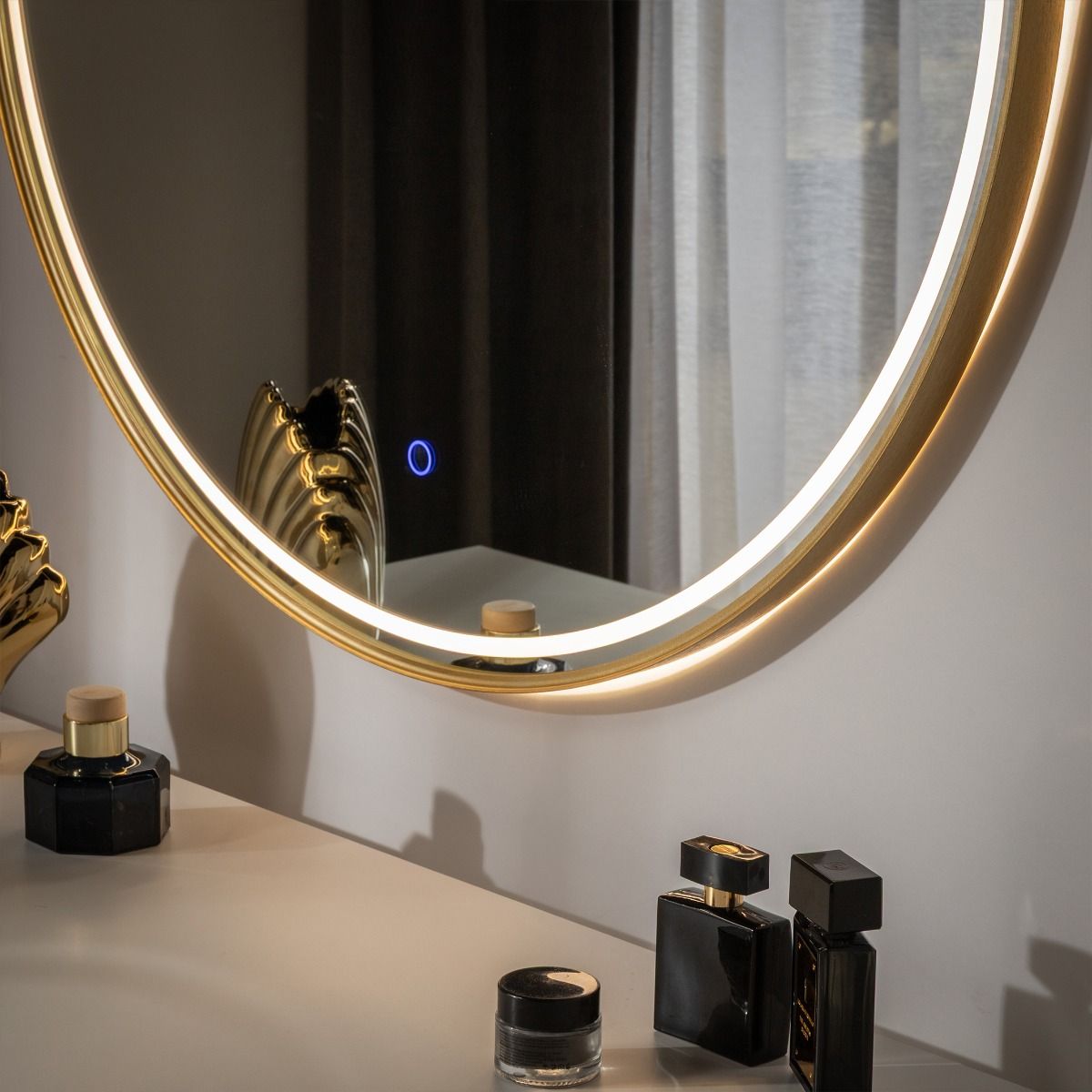 Specchio Con Luce LED 3117 80x80 cm oro