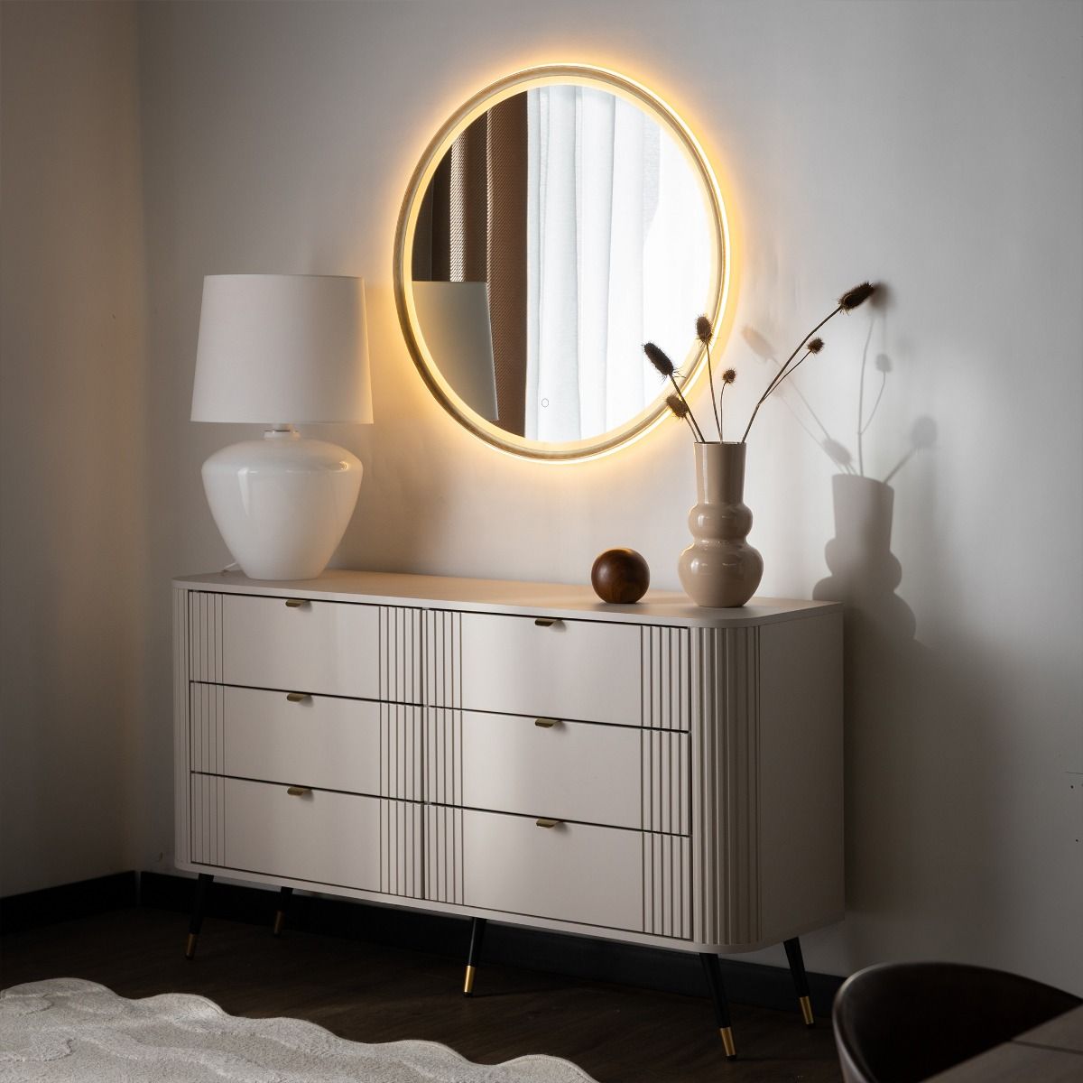 Specchio Con Luce a LED 3177A 80x80 cm oro