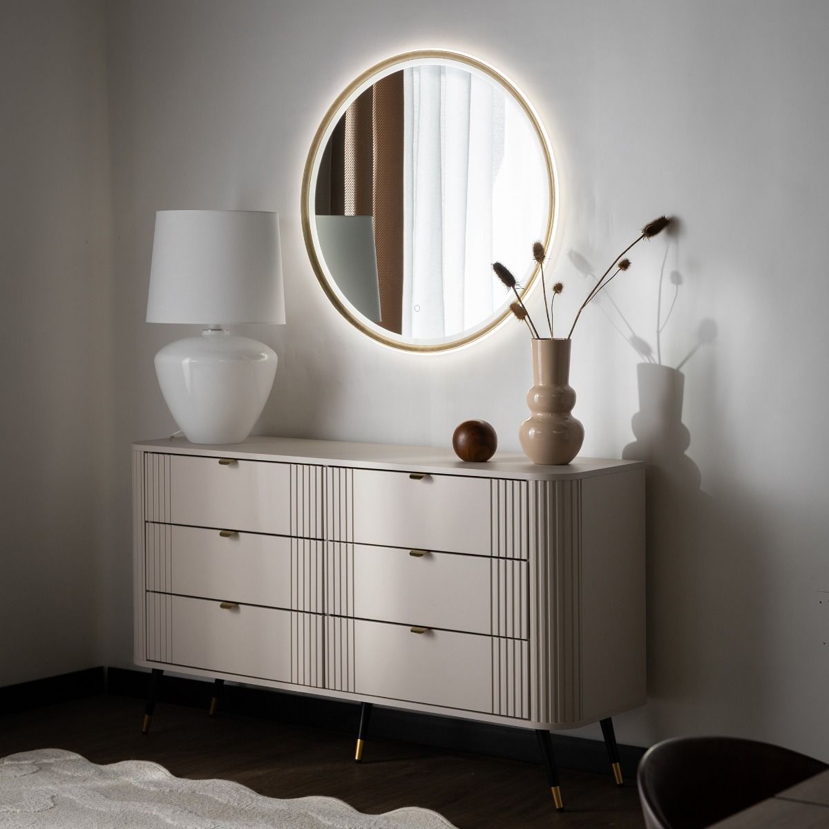 Specchio Con Luce a LED 3177A 80x80 cm oro