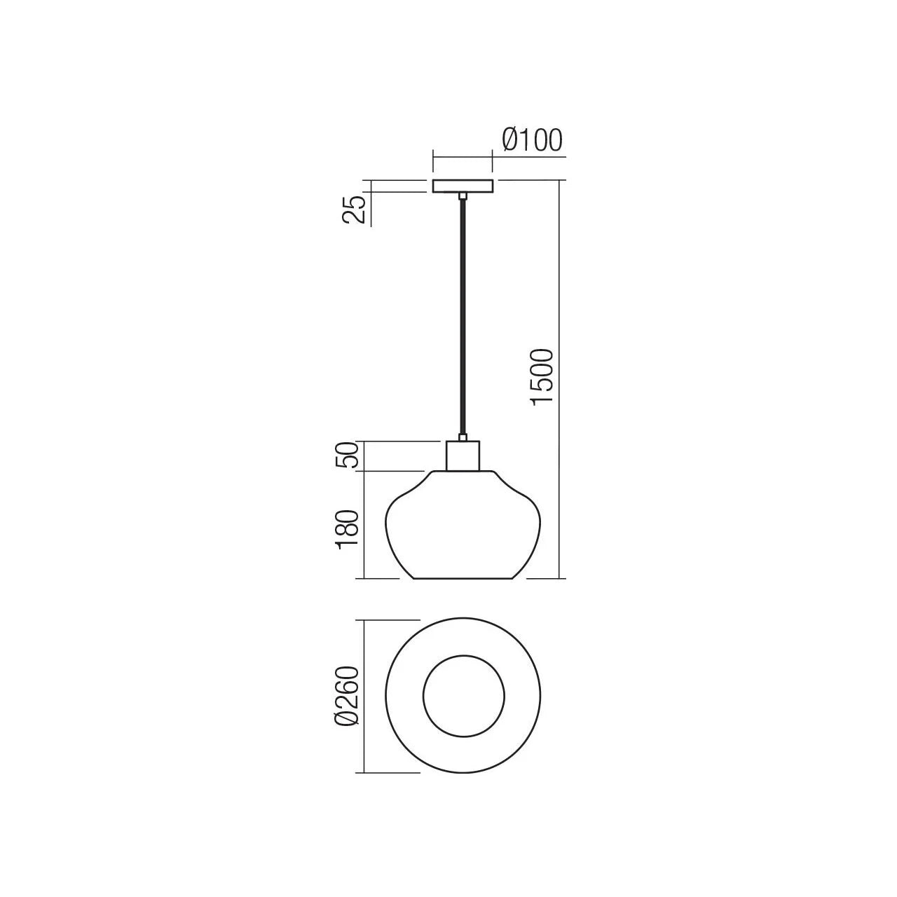 Lampadario moderno Sospensione 1 Luce Elisse Atlantis