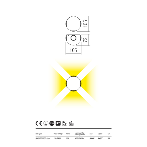 Faretto per Esterno  4 Punti Luce Millestone