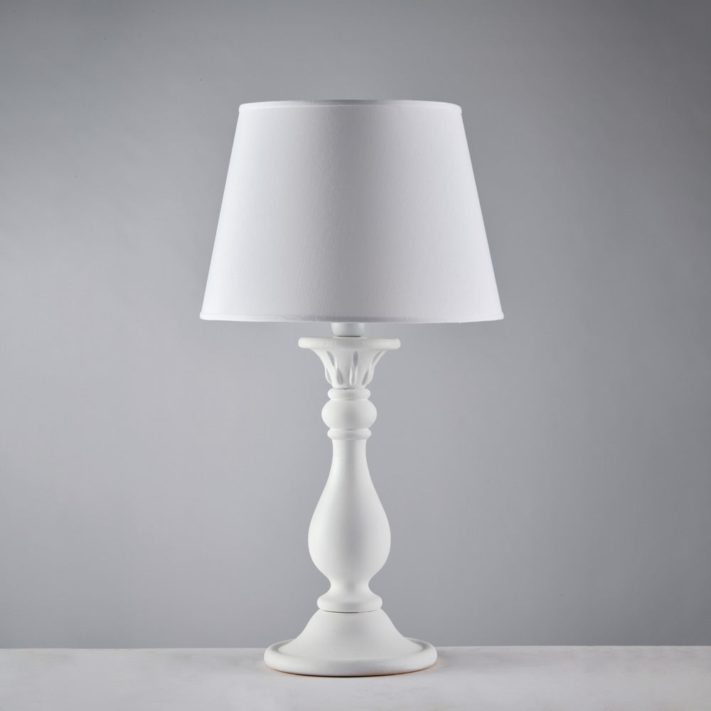 Lampada da tavolo shabby chic in legno bianco 1 luce LUCCA BL271-LM-BCO