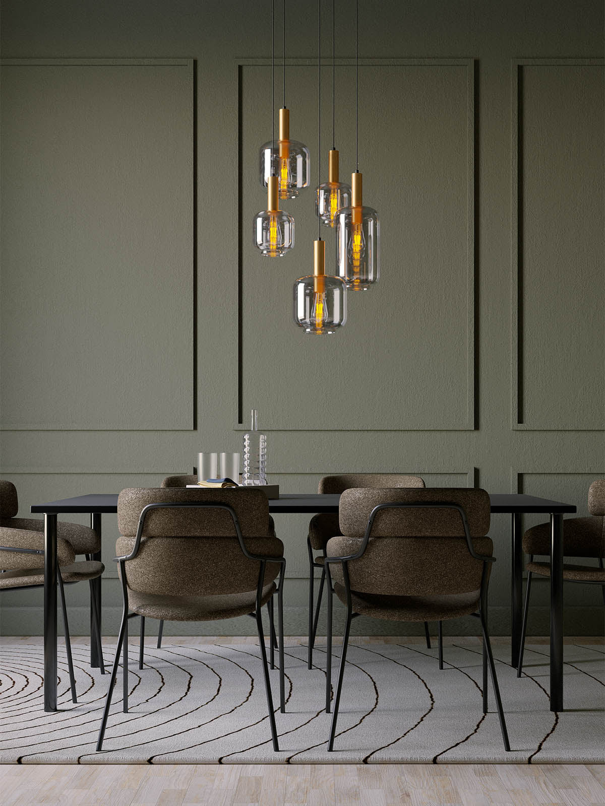 Lampadario moderno Sospensione 5 Luci Brina