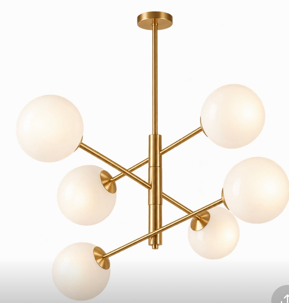SOSPENSIONE GLOBO 6 LUCI CON SFERE IN VETRO SOFFIATO NIRO ILLUMINAZIONE