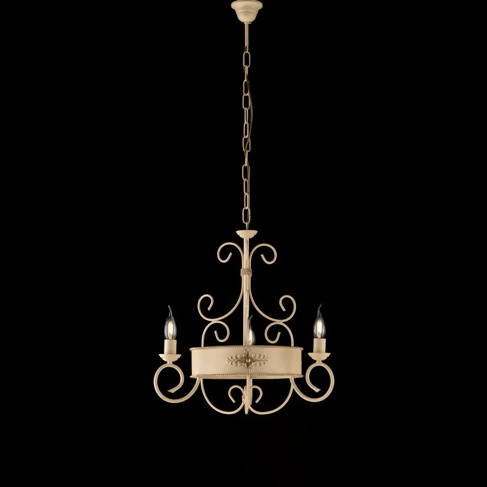 LAMPADARIO IN FERRO BATTUTO ARTIGINALE BALTIMORA BL-183-3AV