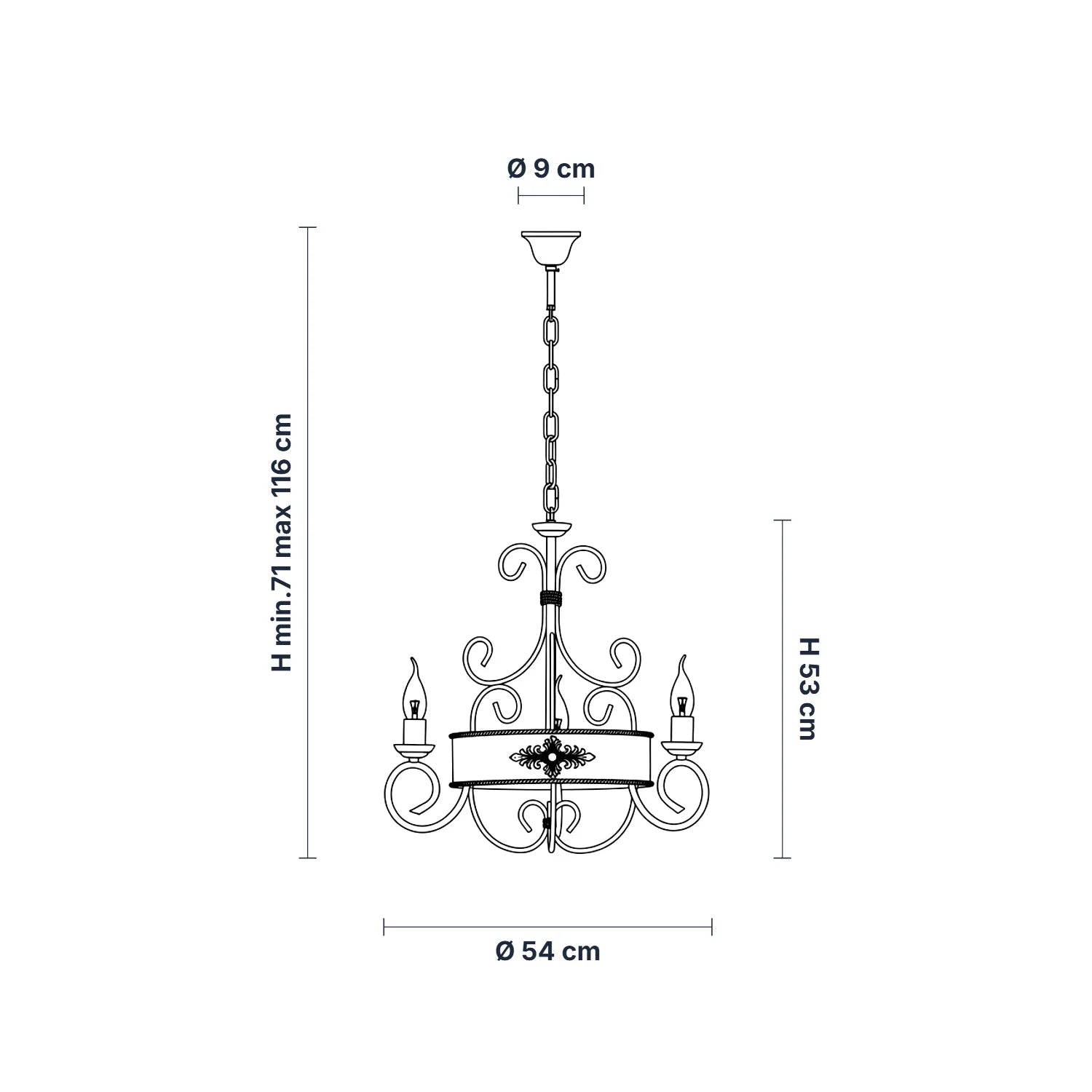 LAMPADARIO IN FERRO BATTUTO ARTIGINALE BALTIMORA BL-183-3AV