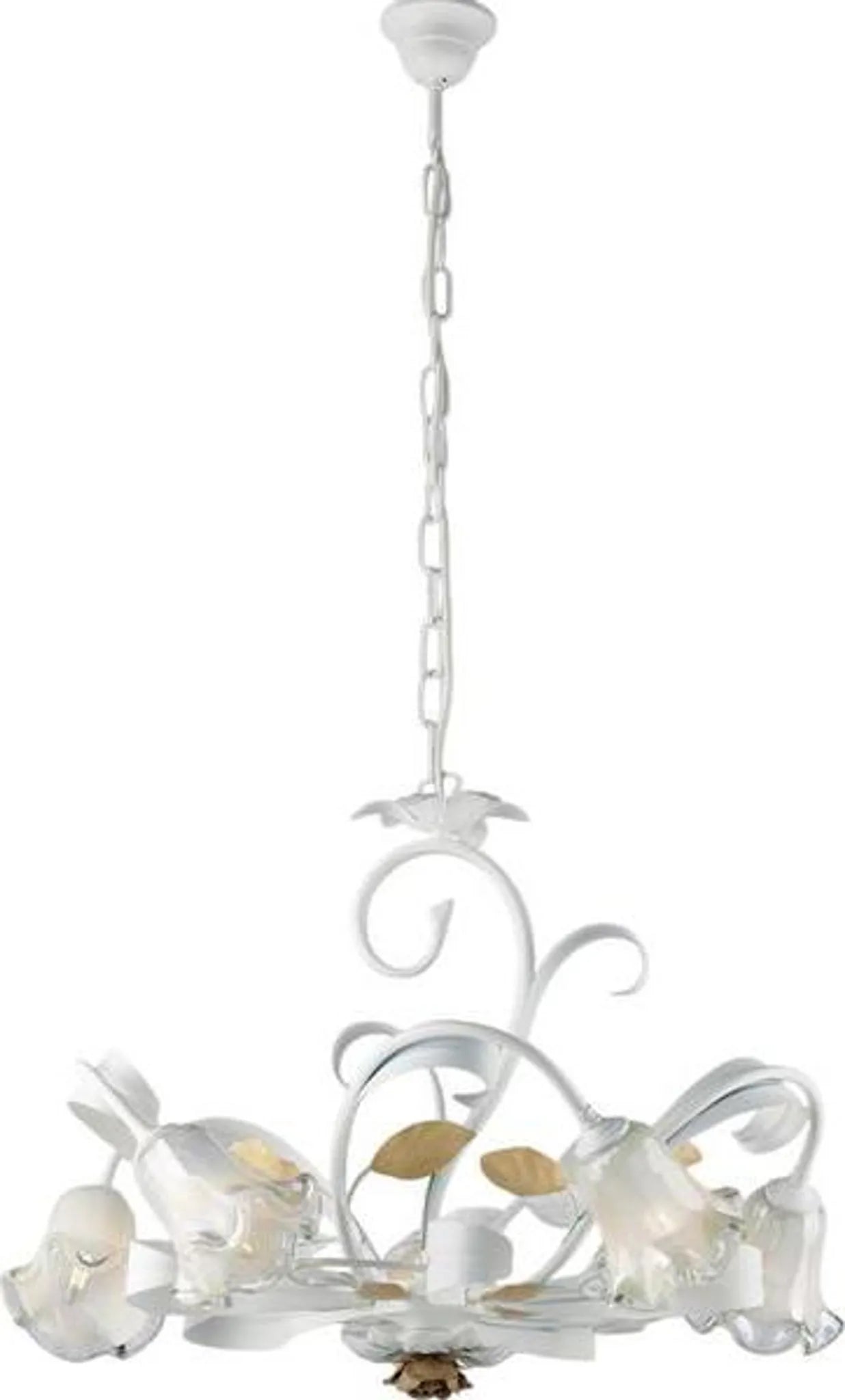 LAMPADARIO FERRO BATTUTO ARTIGIANALE CESTO BL274-5-BCO
