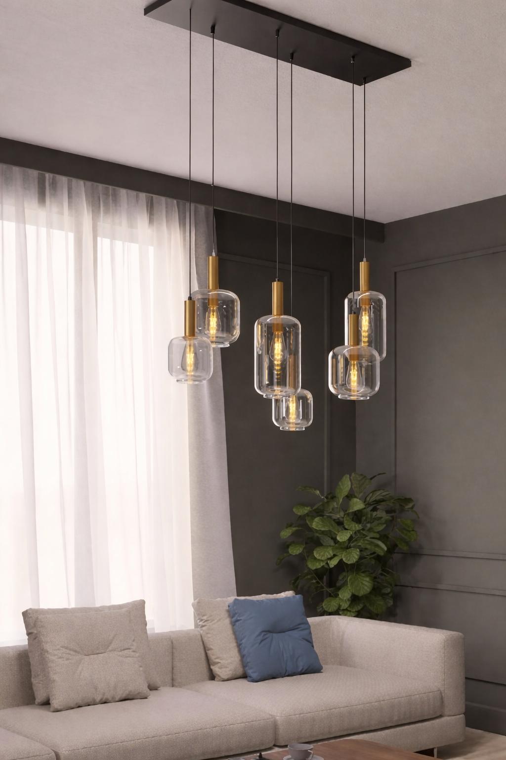 Lampadario moderno Sospensione 6 Luci Brina