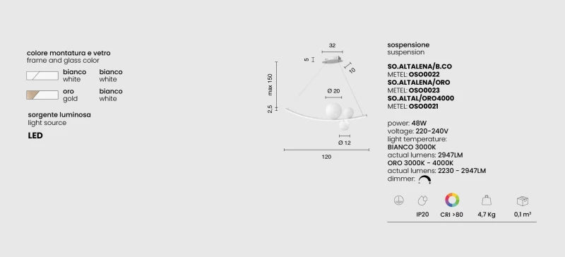 Lampadario Sospensione a LED ALTALENA 48W