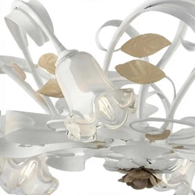 LAMPADARIO FERRO BATTUTO ARTIGIANALE CESTO BL274-8-BCO