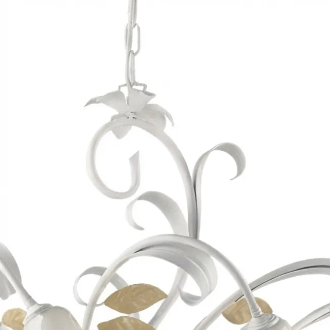 LAMPADARIO FERRO BATTUTO ARTIGIANALE CESTO BL274-8-BCO
