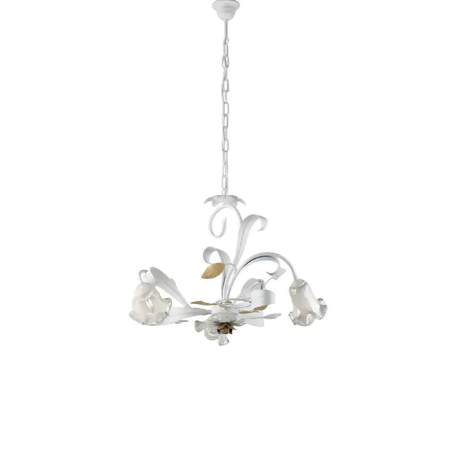 LAMPADARIO FERRO BATTUTO ARTIGIANALE CESTO BL274-3-BCO
