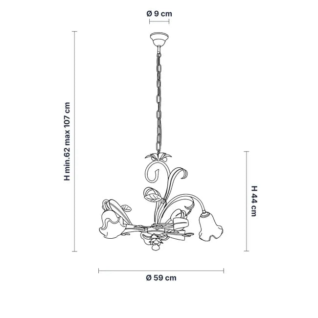 LAMPADARIO FERRO BATTUTO ARTIGIANALE CESTO BL274-3-BCO