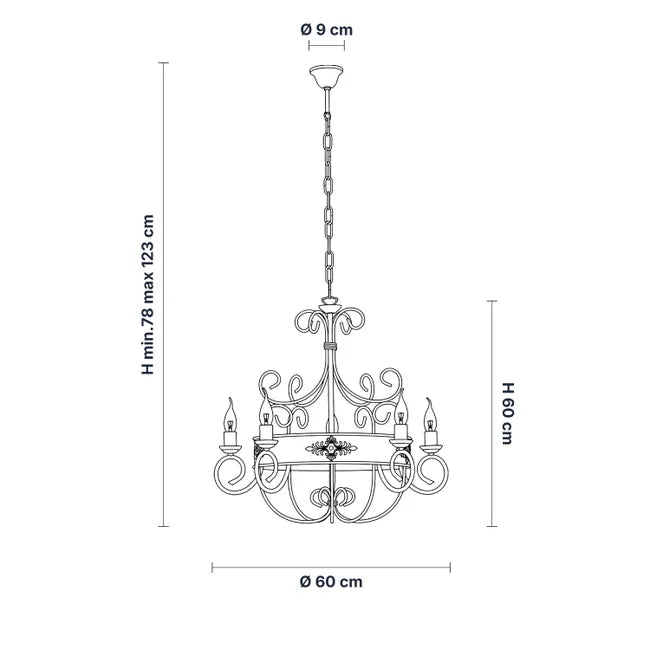 LAMPADARIO IN FERRO BATTUTO BALTIMORA BL-183-AV